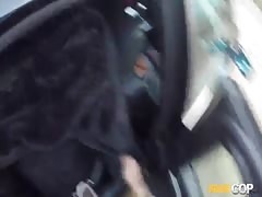 Beautiful ebony is having an awesome sex in the car