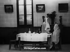 Lesbian Nuns Servicing Visitor's Cock 1920s (1920s Vintage)
