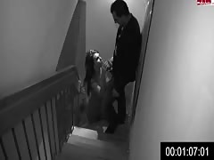 Fucking ex-girlfriend on the stairs and filling her pussy