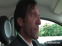 French milf hard banged and jizzed on tits by a taxi driver