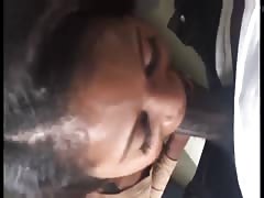 Ebony gets hot face fuck from bbc