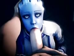 Mass Effect Liara Deepthroat blowjob