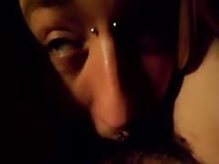 Girlfriend headlocked with cock in throat