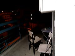 Real voyeur: Couple fucking loud on balcony in athens hostel