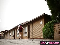 Girls Out West - Hairy lesbian students squirting n strapon