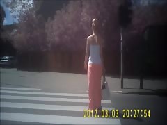 beautiful blonde in long skirt  ass candid