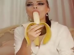 Funny deep throat banana