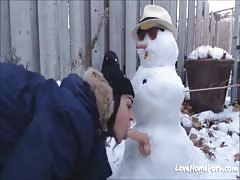 Teen gets fucked by Snowman
