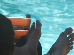 Candid Latina Pool Toes