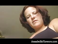 Amateur Annabelle Flowers is wanking a boner and playing with tits