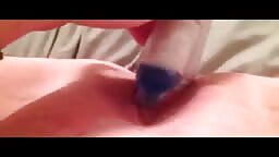 Young shaved girl plays with her toy at home
